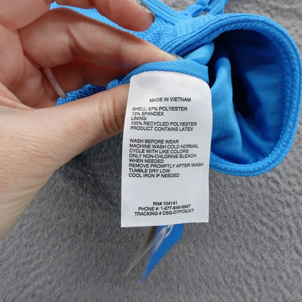 DSG Girls XL Aqua Blue Bound‎ Ribbed Bikini Top Swim Separate UV 50+ NEW